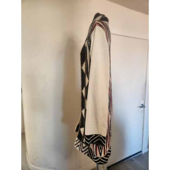 Northern Angel L Tribal Geometric Open Front Cardigan CD1912-067 Black Athleisur - Picture 3 of 9